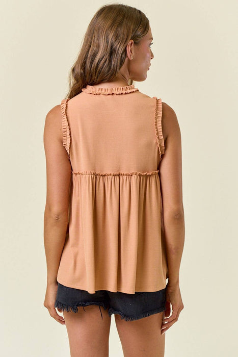 Cantelope Soft Rib Flowy Top