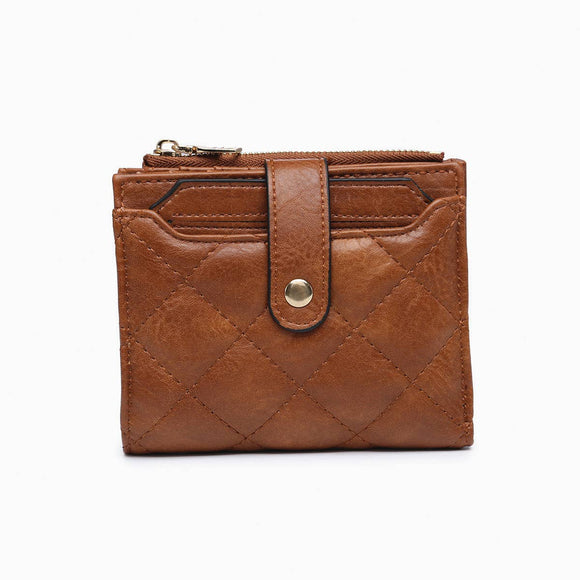 Brown Melody Quilted Zip Top Wallet