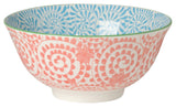 Orange and Blue Swirls Stamped Bowl 6 inch