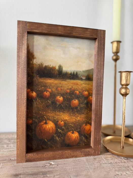Pumpkin Patch Framed Wall Art - Dark Walnut Frame