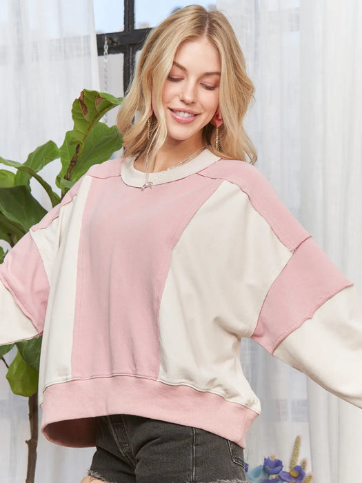 Baby Pink Solid Long Sleeves Sweater Top