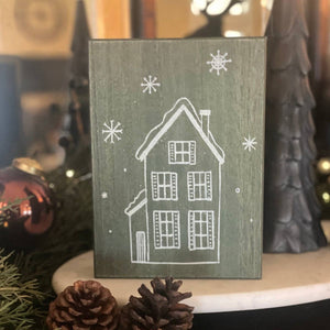 Glitter House Dk. Green Wash Christmas Box Sign