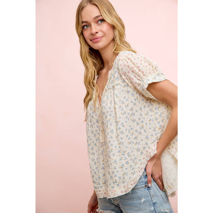 Floral Crinkle Top