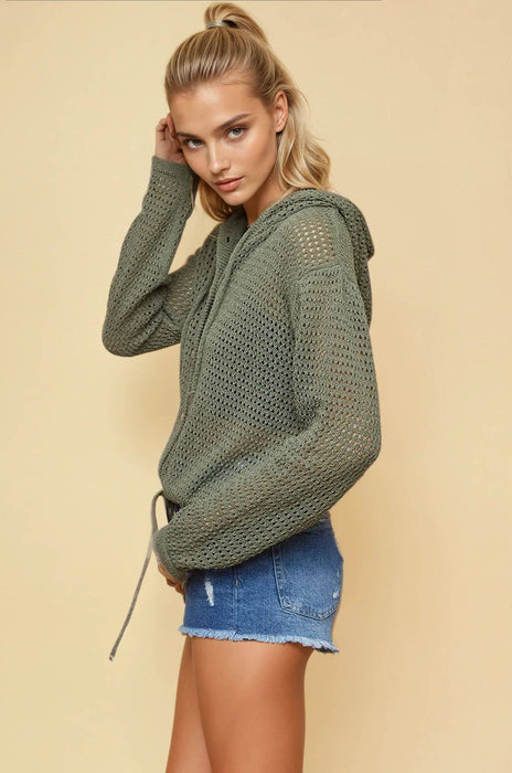 Olive Fisher Net Hoodie Cardigan
