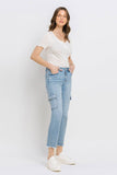 Loveret by Vervet Mid Rise Slim Straight Cargo Jeans