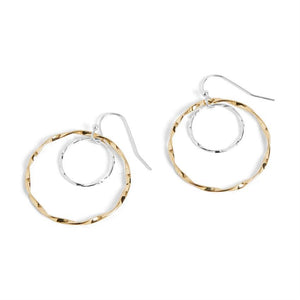 Wavy Double Hoop - Mixed Metal Earrings