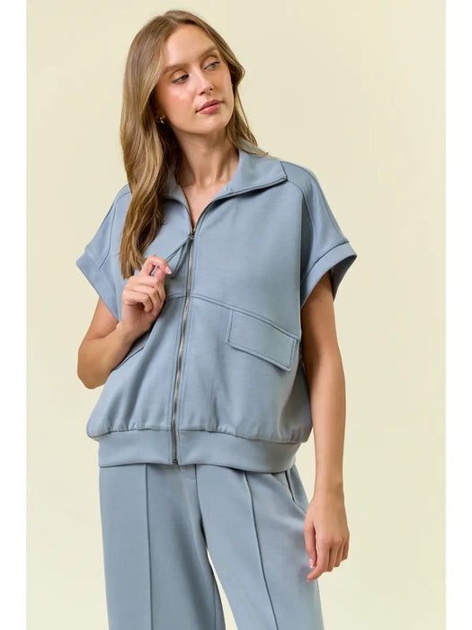 Buttery Soft Brushed Modal Flap Pocket Sslv Jacket