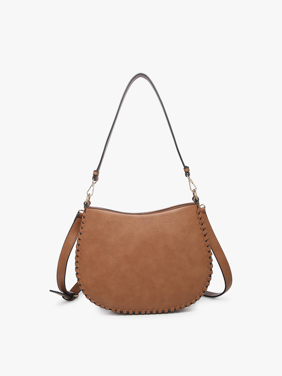 Brown Raquel Whipstitch Trim Saddle Bag