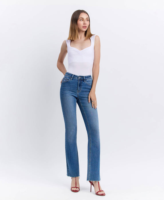 Lovervet High Rise Clean Cut Raw Hem Bootcut Jeans LV1607