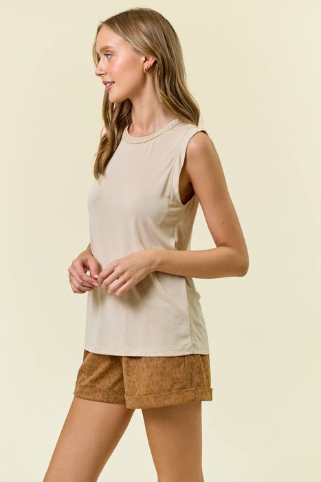 Oat Modal Jersey Braided Neck Tank