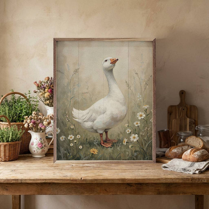 Goose In Meadow Framed Wall Art