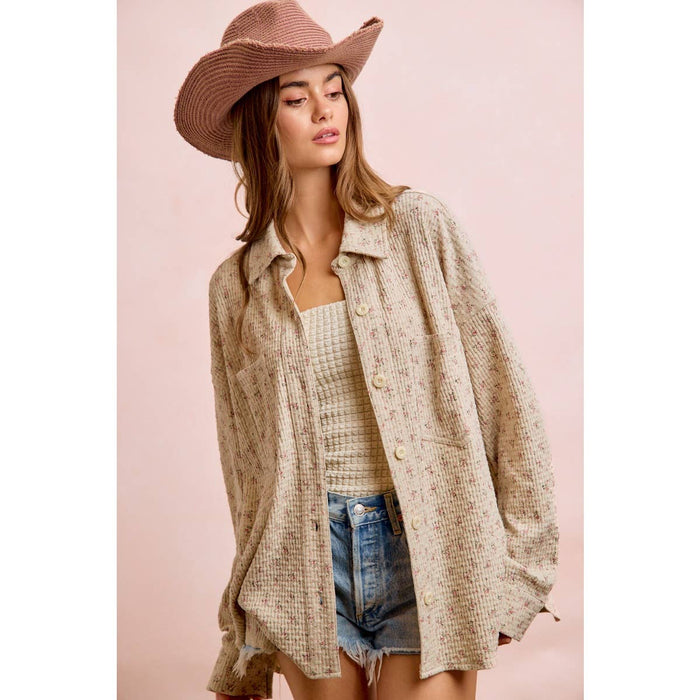 Floral Thermal Button Up Top