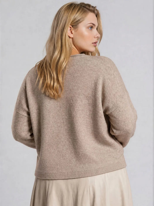 PLUS Light Mocha Lightweight Button Down Knit Cardigan