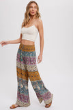 Boho Smocking Waist Wide Leg Pants