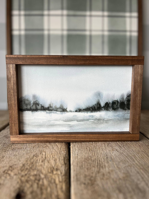 Winter Blue Landscape | Christmas Framed Wall Art