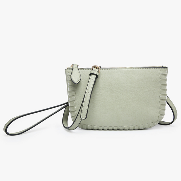 Sage Bonnie Dual Compartment Whipstitch Crossbody