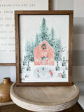 Large Winter Barn Scene | Christmas Framed Wall Art