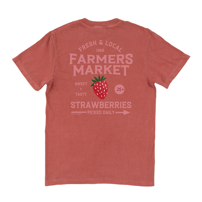 Strawberry Farmers Market Graphic Tee - Crimson