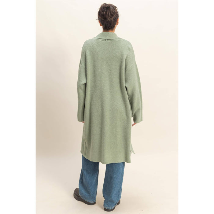 Sage Longline Open Front Duster Sweater