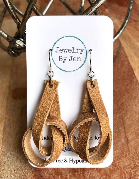 Weathered Tan Knot Earrings