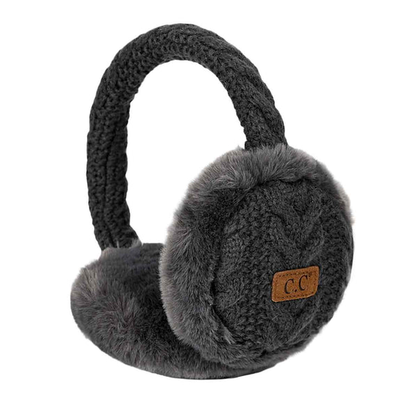 C.C. Cable Knit Furry Earmuffs