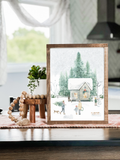 Large Winter House Scene | Christmas Wall Decor