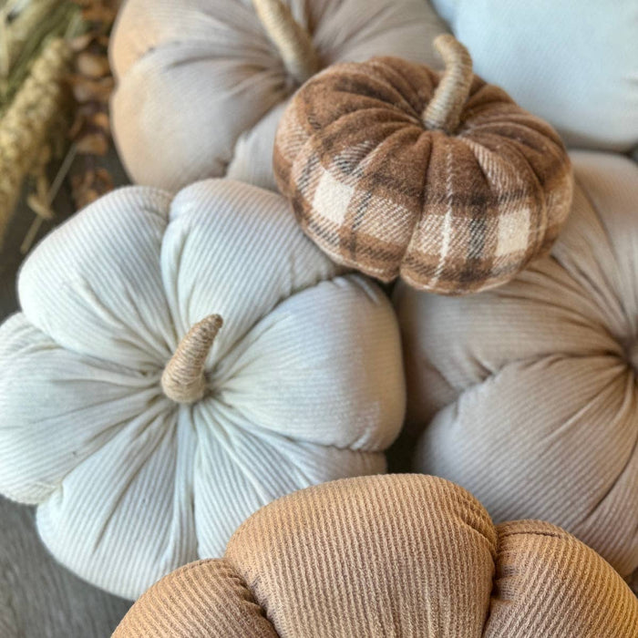 Lrg. Cream Corduroy Pumpkin