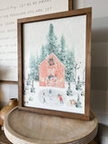 Large Winter Barn Scene | Christmas Framed Wall Art