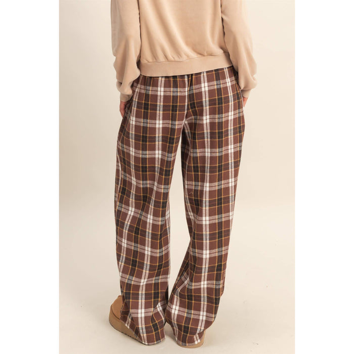 Brown Flannel Wide Leg Lounge Pants