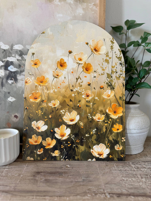 Yellow Summer Field Vintage Arch Print w/ Stand | 7x10"