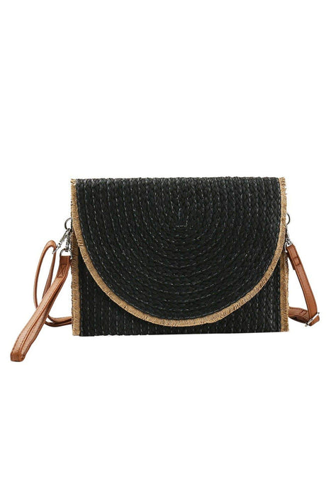 Frayed Trim Straw Women's Crossbody Bag/Clutch