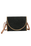 Frayed Trim Straw Crossbody/Clutch