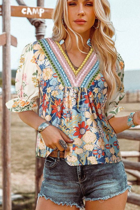 Crochet Boho Floral Blouse | S-2XL