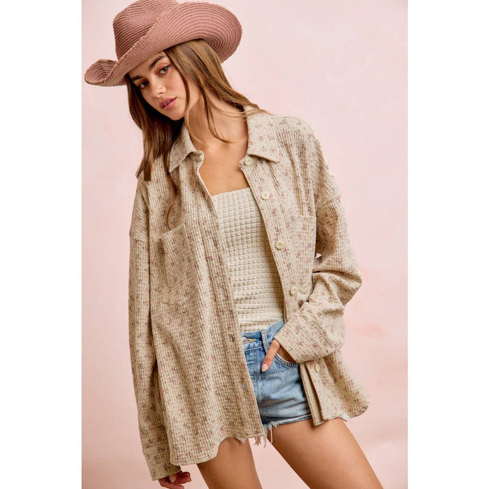 Floral Thermal Button Up Top