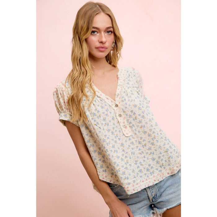Floral Crinkle Top