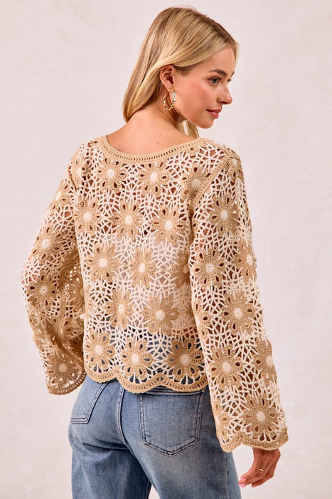 Flower Crochet Knit Top