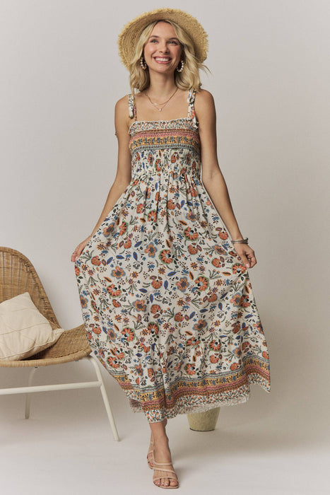 Floral Tie Shoulder Maxi Dress