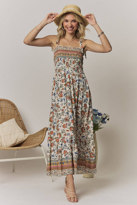 Floral Tie Shoulder Maxi Dress