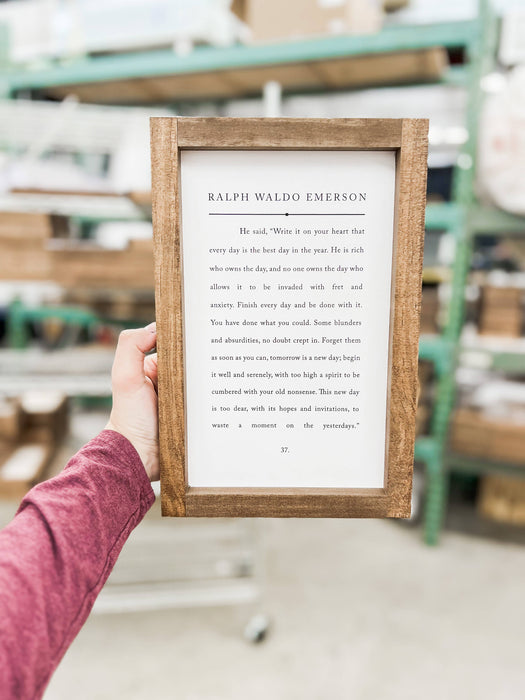 He Said, "Write It On Your Heart" - Ralph Waldo Emerson Framed Wall Sign 8x12"