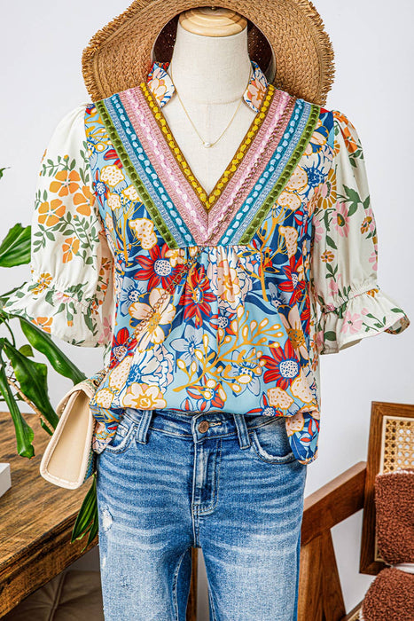 Crochet Boho Floral Blouse | S-2XL