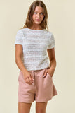 Ruffle Stretch Lace Fitted Top