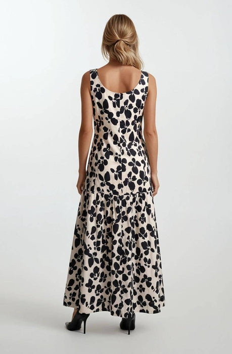 Bold Floral Maxi Drop Waist Dress