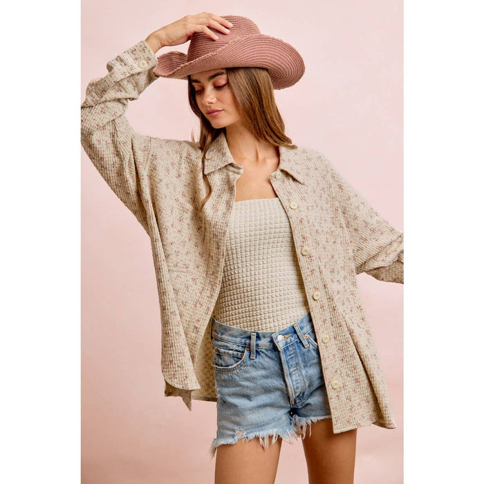 Floral Thermal Button Up Top