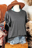 Black Layered Ruffle Short Sleeve Round Neck Top