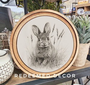 Bunny Sketch 8" Round Wall Art