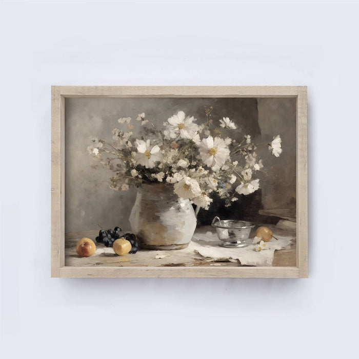 Vintage Flower Fruit Still Life Print Framed Wall Art