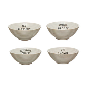 Fall Stoneware Bowls w/ Stamped Saying