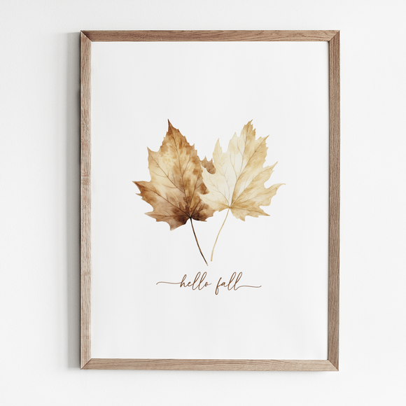 Hello Fall Leaves 5x7 Art Print