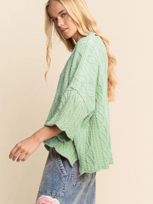 Mint Cable Knit Sweater