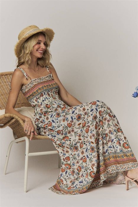 Floral Tie Shoulder Maxi Dress